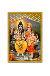 999STORE Lord Shiva Parivar Photo Painting With Photo Frame For Temple/Mandir Shiva Parivar Photo Frame (MDF  Fiber_12X8 Inches) God0177-thumb1