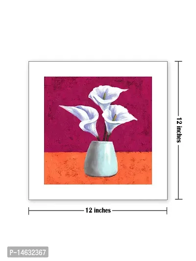 999STORE White Flowers Poster (Canvas_35X35 cms_Red PosterLPSZ1034)-thumb3