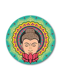 999STORE Buddha Face With Lotus Round Shape Wall Painting (MDF_11X11 Inch_Multi) RPainting042-thumb1