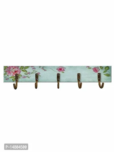 999STORE Red Roses Printed Wall Hanger for Clothes Hanging 5 Hooks for Clothes and Towel in Bathroom and Living Room for Wall Hanger Hanger097-thumb0