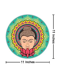 999STORE Buddha Face With Lotus Round Shape Wall Painting (MDF_11X11 Inch_Multi) RPainting042-thumb4
