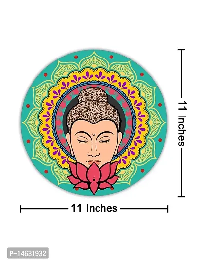 999STORE Buddha Face With Lotus Round Shape Wall Painting (MDF_11X11 Inch_Multi) RPainting042-thumb5