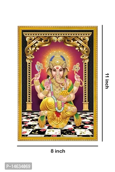 999STORE Blessing Lord Ganesha Photo Painting With Photo Frame For Mandir/Temple Lord Ganesha Photo Frames For Wall (MDF  Fiber_12X8 Inches) God0106-thumb4