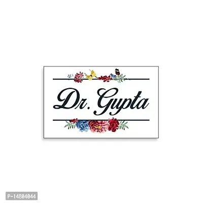 999Store Printed Red Flowers for Restaurants Name Plate (MDF_12 X7.5 Inches_Multi)