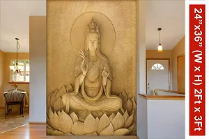 999Store 3D Print Latest Door Living room Bed Room Home Hall wall stickers Sheet roll mural wallpaper 3d living Golden Meditating Lady Mural wall paper for wall decor ( Vinyl Self Adhesive 24X36 Inches ) NonW230813-thumb1