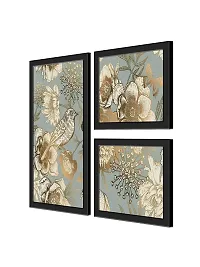 999STORE bird and butterflies Water Color wall Art Paintings for living room Bedroom, Office, Hotel, Dining room D?cor wall painting Set of 3Frames wall painting BMDF3Frames11-thumb2