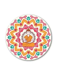 999STORE Meditation With Blessing Buddha Multi Color Round Shape Wall Painting (MDF_11X11 Inch_Multi) RPainting039-thumb1