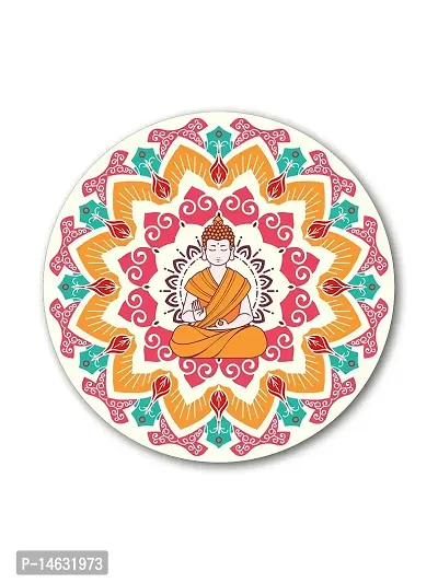 999STORE Meditation With Blessing Buddha Multi Color Round Shape Wall Painting (MDF_11X11 Inch_Multi) RPainting039-thumb2