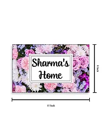 999Store Printed Violet Flowers for Home Name Plate (MDF_12 X7.5 Inches_Multi)-thumb3