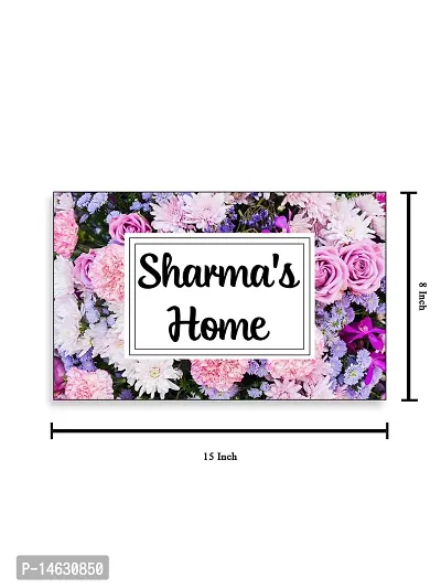 999Store Printed Violet Flowers for Home Name Plate (MDF_12 X7.5 Inches_Multi)-thumb4