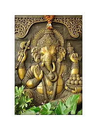 999Store 3D Print Latest Door Living room Bed Room Home Hall wall stickers Sheet roll 3d ganesha wallpapers for walls Golden Lord Ganesha Mural wallpapers for walls ( Vinyl Self Adhesive 24X36 Inches ) NonW230896-thumb1