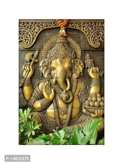 999Store 3D Print Latest Door Living room Bed Room Home Hall wall stickers Sheet roll 3d ganesha wallpapers for walls Golden Lord Ganesha Mural wallpapers for walls ( Vinyl Self Adhesive 24X36 Inches ) NonW230896-thumb2