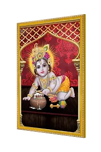 999STORE Lord Bal Krishna Photo Painting With Photo Frame For Mandir / Tample Bal Krishna Photo Frame (MDF  Fiber_12X8 Inches) God0169-thumb2