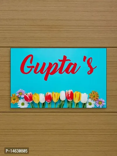 999Store Printed Flowers for Home Name Plate (MDF_12 X7.5 Inches_Multi)
