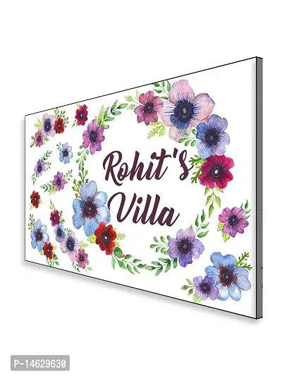 999Store Printed Flowers and Leaves for Home Name Plate (MDF_12 X7.5 Inches_Multi)-thumb3