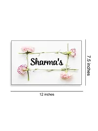 999Store Printed Pink Flowers for Home Name Plate (MDF_12 X7.5 Inches_Multi)-thumb3