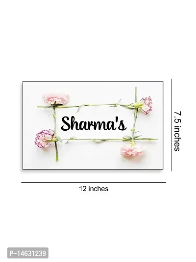 999Store Printed Pink Flowers for Home Name Plate (MDF_12 X7.5 Inches_Multi)-thumb4