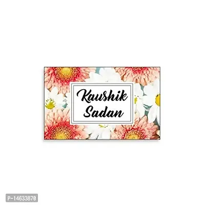 999Store Printed Floral for House Name Plate (MDF_12 X7.5 Inches_Multi)