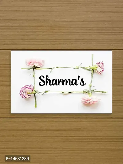 999Store Printed Pink Flowers for Home Name Plate (MDF_12 X7.5 Inches_Multi)-thumb2