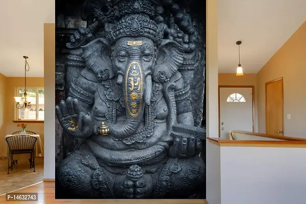 999Store 3D Print Latest Door Living room Bed Room Home Hall wall stickers Sheet roll 3d ganesha wallpapers for walls Grey Lord Ganesha Mural walpaper paper ( Vinyl Self Adhesive 24X36 Inches ) NonW230997