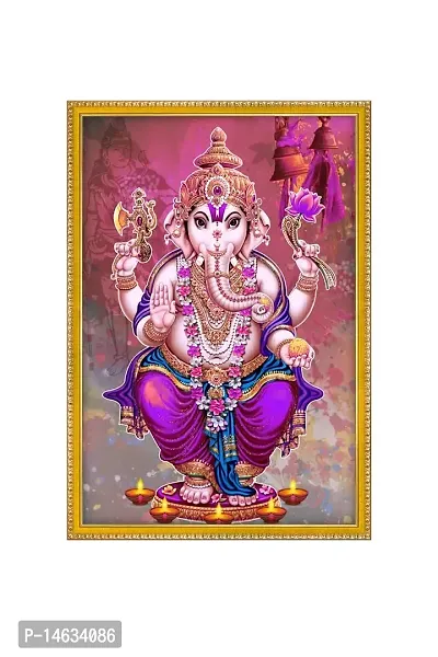 999STORE Lord Ganesha Photo Painting With Photo Frame For Mandir/Temple Ganesha Photo Frames For Wall (MDF  Fiber_12X8 Inches) God0135-thumb2