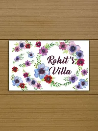 999Store Printed Flowers and Leaves for Home Name Plate (MDF_12 X7.5 Inches_Multi)-thumb1