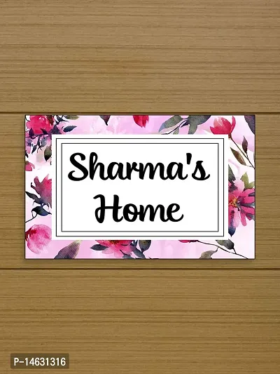 999Store Printed Pink Flowers For Home Name Plate (Mdf_12 X7.5 Inches_Multi)-thumb2