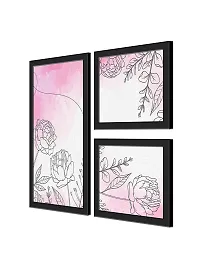 999STORE Carnation Flower leveas wall Art Paintings water color painting for living room Bedroom, Office, Hotel, Dining room D?cor wall painting Set of 3 wall Art painting BMDF3Frames44-thumb2