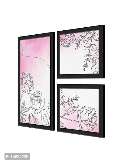 999STORE Carnation Flower leveas wall Art Paintings water color painting for living room Bedroom, Office, Hotel, Dining room D?cor wall painting Set of 3 wall Art painting BMDF3Frames44-thumb3