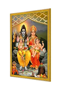 999STORE Lord Shiva Parivar Photo Painting With Photo Frame For Temple/Mandir Shiva Parivar Photo Frame (MDF  Fiber_12X8 Inches) God0177-thumb2