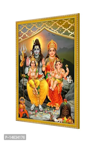 999STORE Lord Shiva Parivar Photo Painting With Photo Frame For Temple/Mandir Shiva Parivar Photo Frame (MDF  Fiber_12X8 Inches) God0177-thumb3