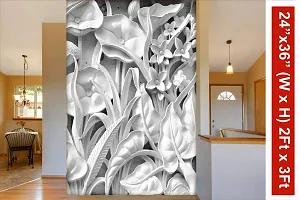 999STORE 3D Print Latest Door Living Room Bed Room Home Hall Wall Stickers Sheet roll Floral Flower White Flowers and Leaves Mural 3D Wallpaper ( Vinyl Self Adhesive 24X36 Inches ) NonW230848-thumb1