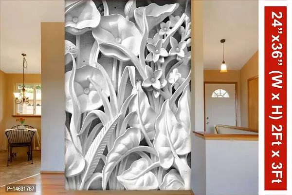 999STORE 3D Print Latest Door Living Room Bed Room Home Hall Wall Stickers Sheet roll Floral Flower White Flowers and Leaves Mural 3D Wallpaper ( Vinyl Self Adhesive 24X36 Inches ) NonW230848-thumb2