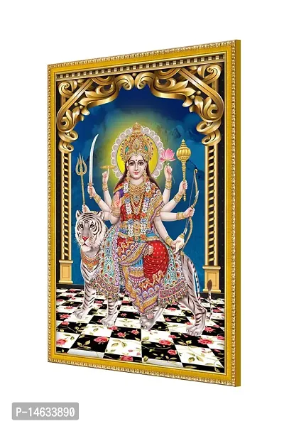 999STORE Sherawali Mata Photo Painting With Photo Frame For Mandir / Temple Sherawali Mata Photo Frame For Wall (MDF  Fiber_12X8 Inches) God0109-thumb3