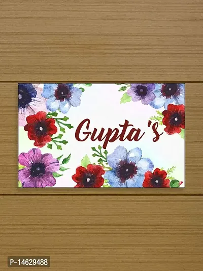 999Store Printed Flowers for Home Name Plate (MDF_12 X7.5 Inches_Multi)-thumb0