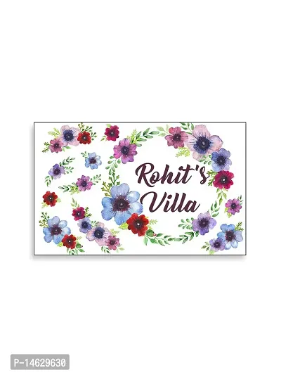 999Store Printed Flowers and Leaves for Home Name Plate (MDF_12 X7.5 Inches_Multi)