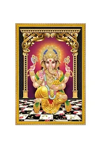 999STORE Blessing Lord Ganesha Photo Painting With Photo Frame For Mandir/Temple Lord Ganesha Photo Frames For Wall (MDF  Fiber_12X8 Inches) God0106-thumb1