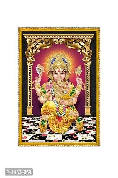 999STORE Blessing Lord Ganesha Photo Painting With Photo Frame For Mandir/Temple Lord Ganesha Photo Frames For Wall (MDF  Fiber_12X8 Inches) God0106-thumb2