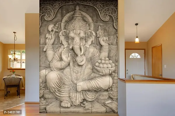 999Store 3D Print Latest Door Living room Bed Room Home Hall wall stickers Sheet roll 3d ganesha wallpapers for walls White Stones and Lord Ganesha Mural wallpaper for bedroom full wall ( Vinyl Self Adhesive 24X36 Inches ) NonW230963