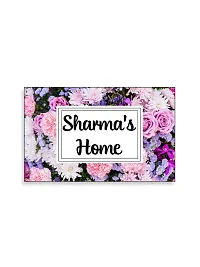 999Store Printed Violet Flowers for Home Name Plate (MDF_12 X7.5 Inches_Multi)-thumb1