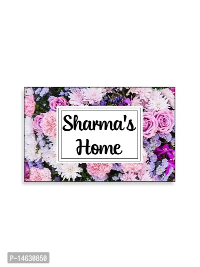 999Store Printed Violet Flowers for Home Name Plate (MDF_12 X7.5 Inches_Multi)-thumb2