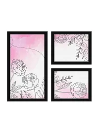 999STORE Carnation Flower leveas wall Art Paintings water color painting for living room Bedroom, Office, Hotel, Dining room D?cor wall painting Set of 3 wall Art painting BMDF3Frames44-thumb1