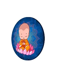 999STORE Little Buddha Seeting On Lotus Round Shape Wall Painting (MDF_11X11 Inch_Multi) RPainting006-thumb2