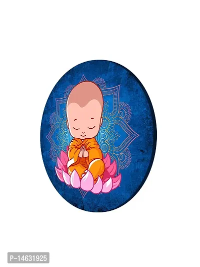 999STORE Little Buddha Seeting On Lotus Round Shape Wall Painting (MDF_11X11 Inch_Multi) RPainting006-thumb3