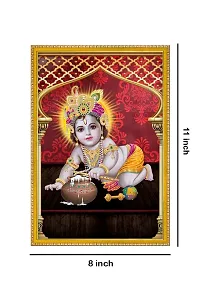 999STORE Lord Bal Krishna Photo Painting With Photo Frame For Mandir / Tample Bal Krishna Photo Frame (MDF  Fiber_12X8 Inches) God0169-thumb3