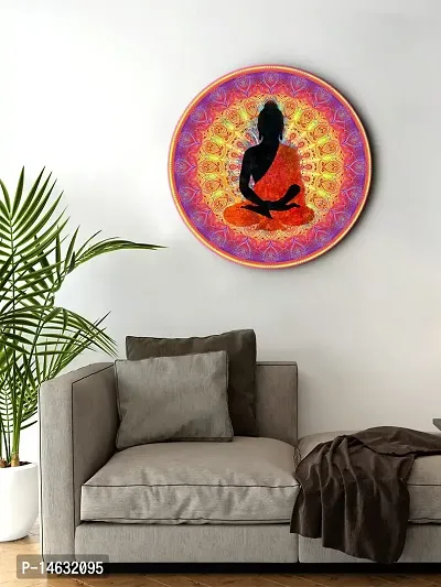 999STORE Meditation Buddha Multi Color Round Shape Wall Painting (MDF_11X11 Inch_Multi) RPainting031