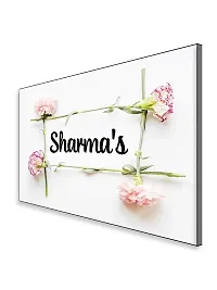 999Store Printed Pink Flowers for Home Name Plate (MDF_12 X7.5 Inches_Multi)-thumb2