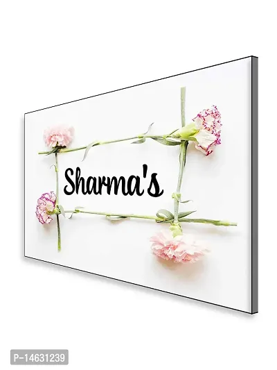 999Store Printed Pink Flowers for Home Name Plate (MDF_12 X7.5 Inches_Multi)-thumb3