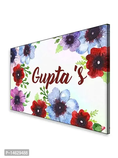 999Store Printed Flowers for Home Name Plate (MDF_12 X7.5 Inches_Multi)-thumb3