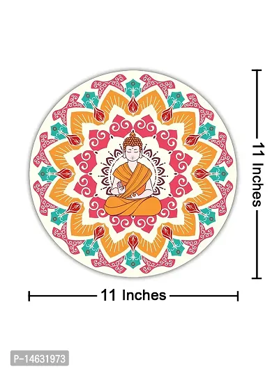 999STORE Meditation With Blessing Buddha Multi Color Round Shape Wall Painting (MDF_11X11 Inch_Multi) RPainting039-thumb5